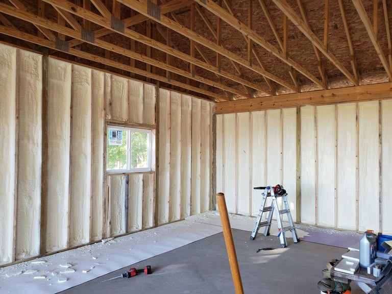 Spray foam insulation jobsite professional installation