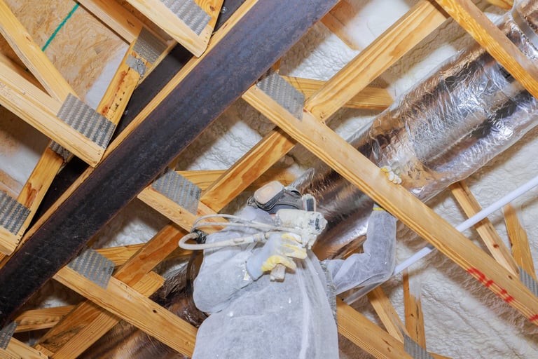 Attic spray foam insulation installation in Northern New York home