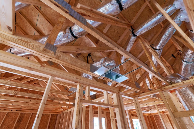 New residential construction with ductwork