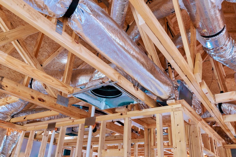 New home construction with spray foam insulation